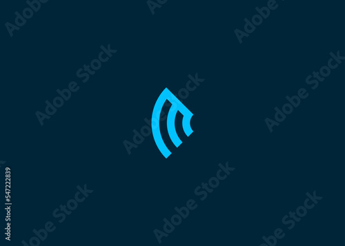 m letter with wifi logo design vector illustration template