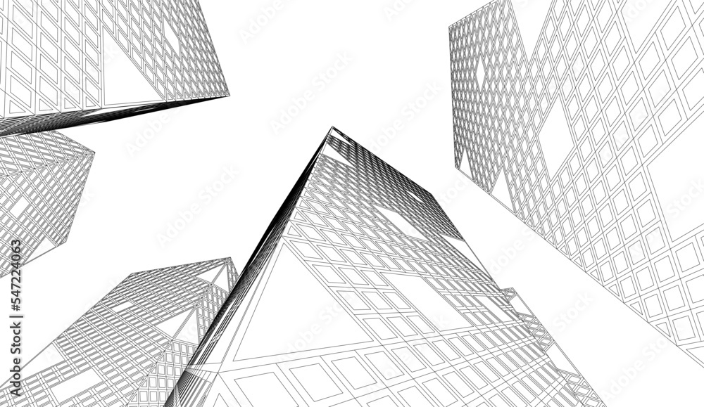 Fototapeta premium Architectural drawing vector 3d illustration
