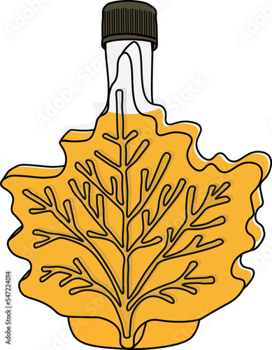 Hand drawn illustration of maple syrup in bottle