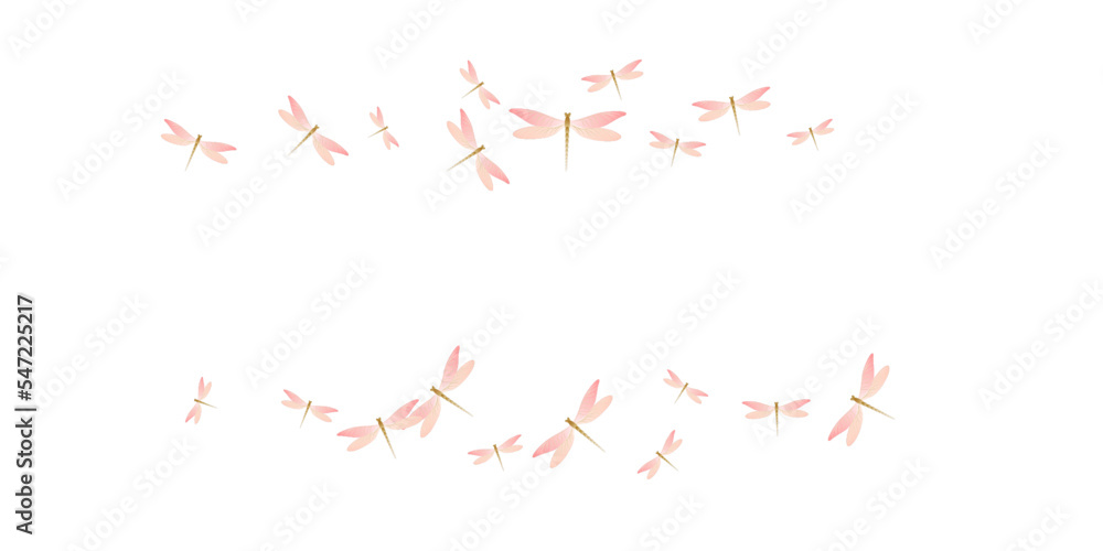 Tropical rosy pink dragonfly cartoon vector wallpaper. Spring ornate ...