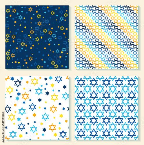 Star of David Jewish religious symbol vector seamless pattern graphic design.