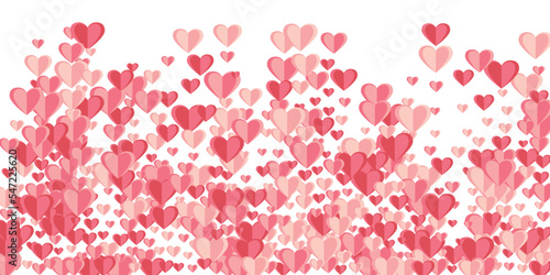 Paper cut pink heart shapes beautiful background design. Anniversary decoration. Postcard
