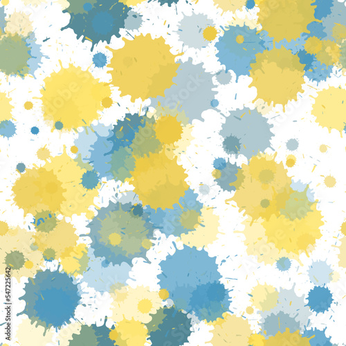 Paint stains seamless splatter, spray blots, spots