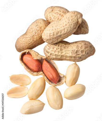 Peanuts on white ground