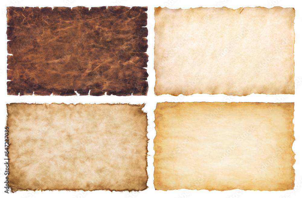 Old Parchment Paper Sheet Vintage Aged Texture Isolated White