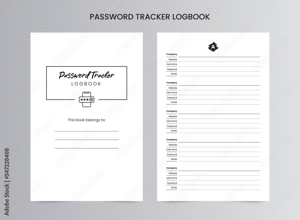 Password Tracker Log Book Template