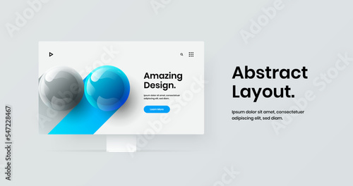 Amazing display mockup web project concept. Unique landing page vector design illustration.