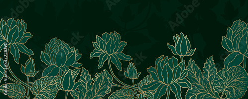 Lotus flower outline hnd drawn style. Asian national symbol plant. Vintage sketch design.