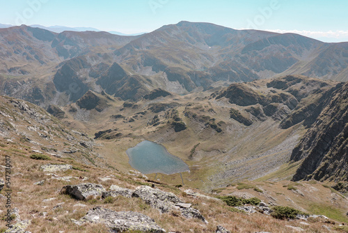 Seven Rila Lakes in Rila National Park in Bulgaria. A national park where you can do many hikes with views over stunning lakes.  photo