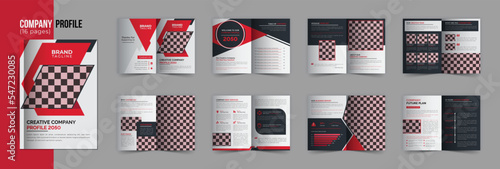 16 pages company profile template design, Bifold business company brochure template design, A4 brochure template