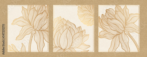 Lotus flower outline hnd drawn style. Asian national symbol plant. Vintage sketch design.