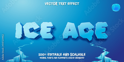 Iceberg, ice cube, ice age 3d style cold editable text effect. Ice Age Editable Text Effect. Ice Age alphabet typeface. 3D ice letters and numbers. Stock vector font for ready to use