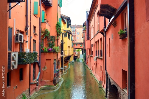 view of the Moline canal from the window of Via Piella in the city of Bologna in Italy photo
