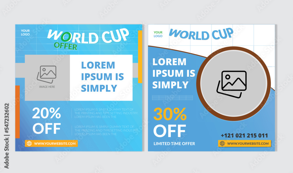 World football soccer championship Argentina social media post, web banner, ads, or square flyer or poster with colorful template design World football soccer championship Argentina social media post, web banner, ads, or square flyer or poster with colorful template design