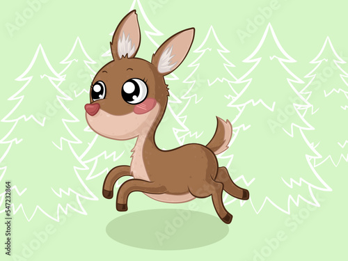 Springendes Comic Reh