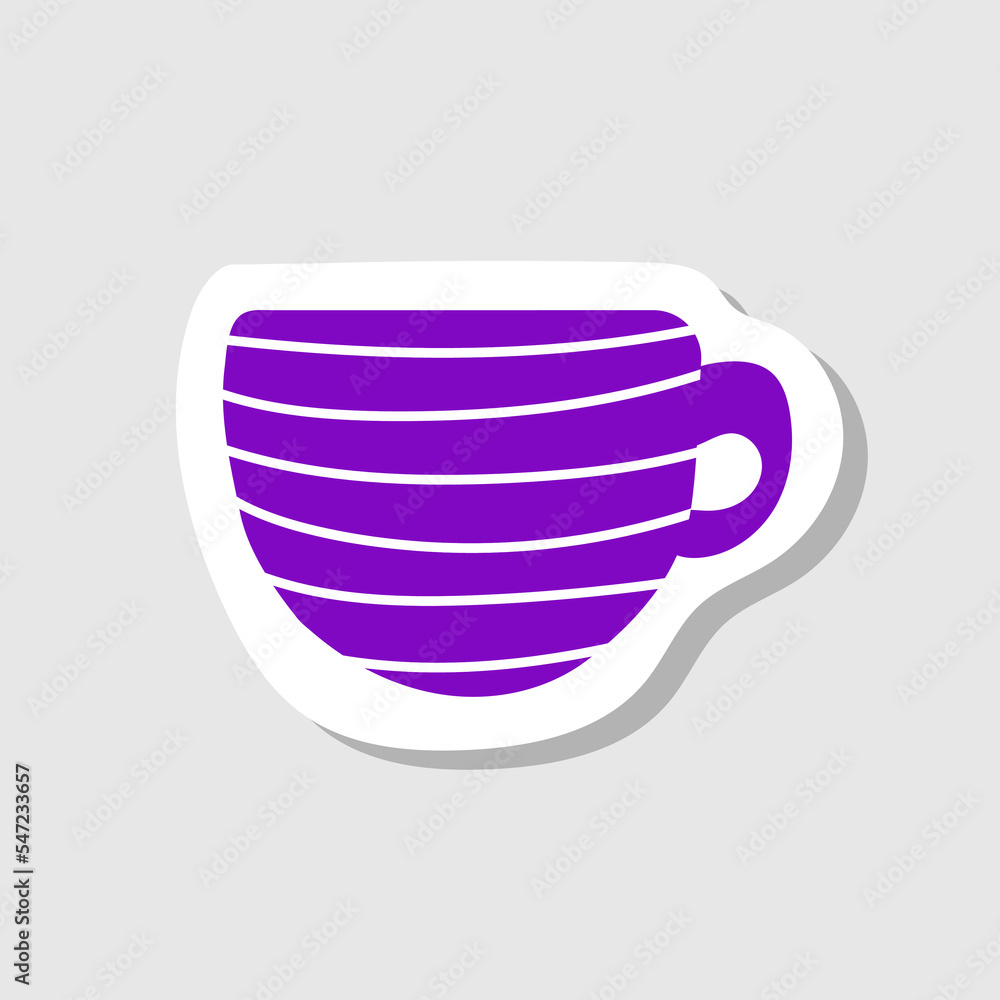 Purple cup with stripes, illustration, vector on a grey background. Design for sticker Purple cup with stripes, illustration, vector on a grey background. Design for sticker
