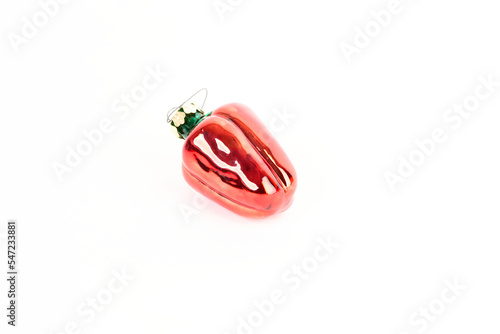 red pepper Christmas ornament isolated on white 