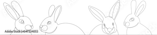 rabbits portrait continuous line drawing,vector