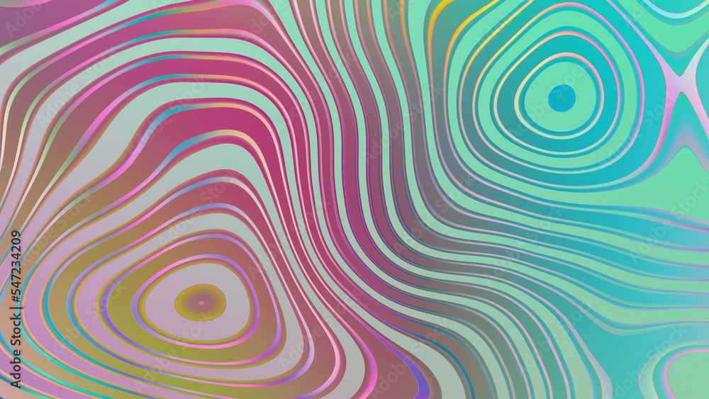 Obraz premium Abstract Metallic Multicolor Wavy Liquid Pattern Background. Fantasy Synth Chromatic Multicolor Illustration