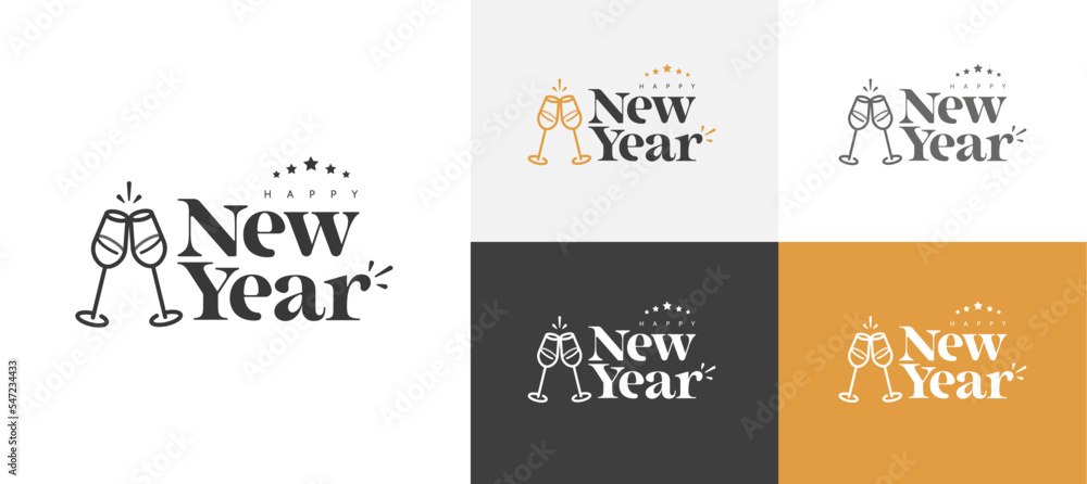 Logo to celebrate new year with toasting glasses. Logo to celebrate new year with toasting glasses.