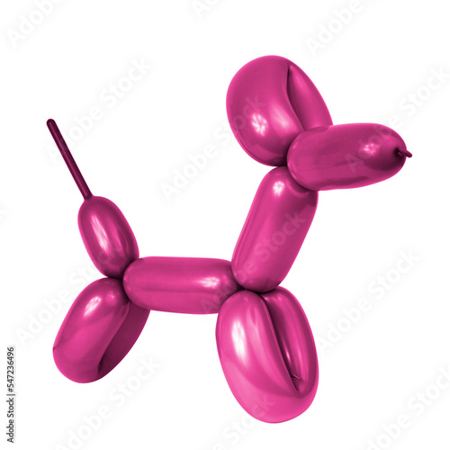Bright balloon dog toy isolated on the white background
