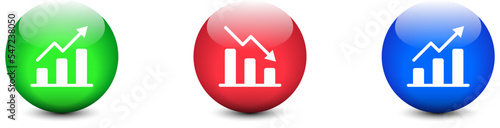 Graph going Up and Down sign. Graph rise and fall business. Flat vector illustration.