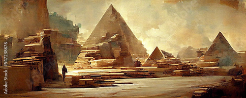 pyramides desert digital art ai-generated photo