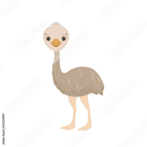 Cute Emu icon. Funny Australian bird. Vector cartoon flat illustration.