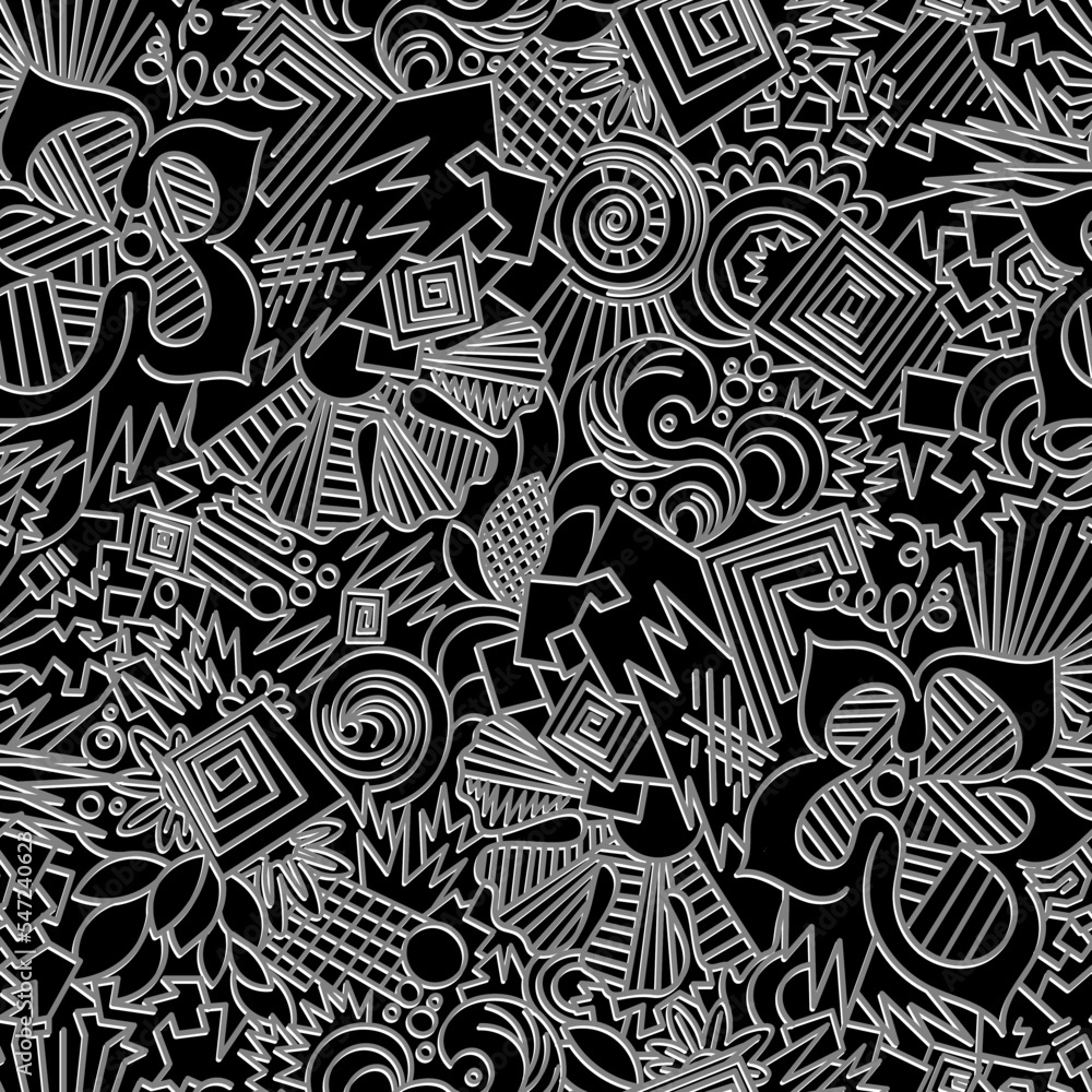 abstract seamless wallpaper with fantasy pattern. vector monochrome background image