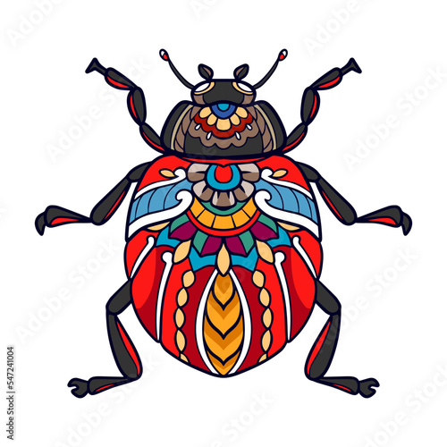 Colorful Beetle mandala arts isolated on white background