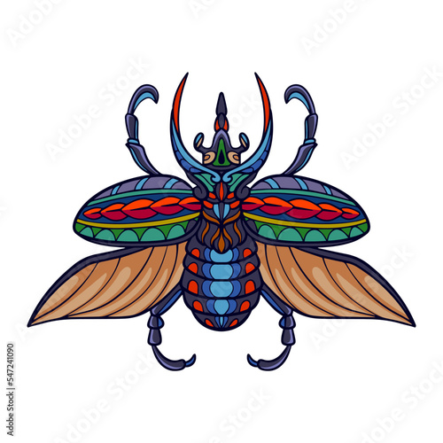 Colorful Beetle mandala arts isolated on white background