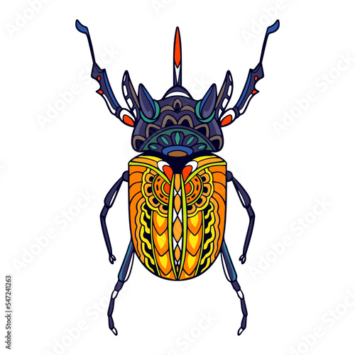 Colorful Beetle mandala arts isolated on white background