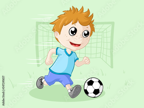 Stürmender Fußball Junge