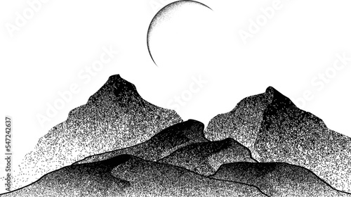 Futuristic landscape, with noise texture . fantasy landscape .Vector illustration