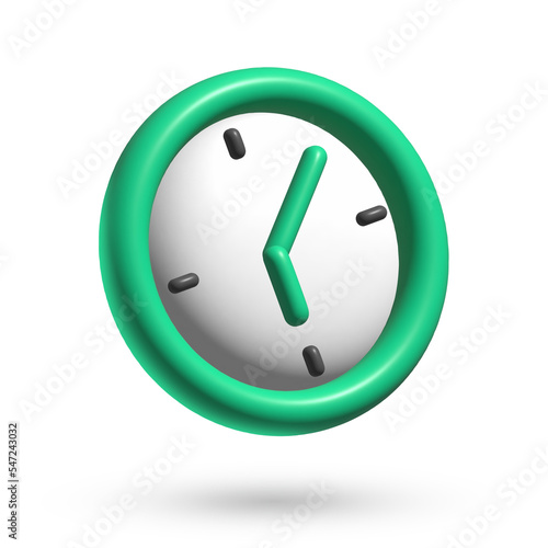 3d green fun clock icon