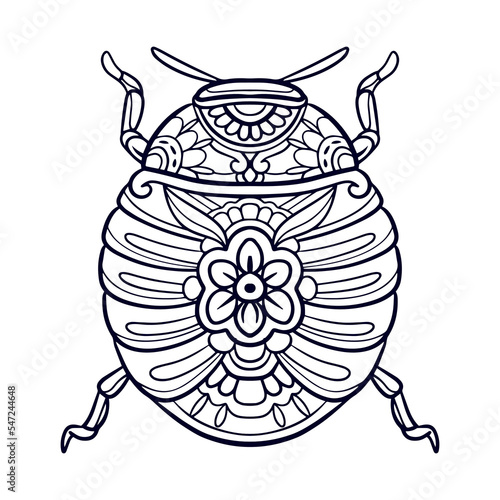 Beautiful Beetle mandala arts isolated on white background