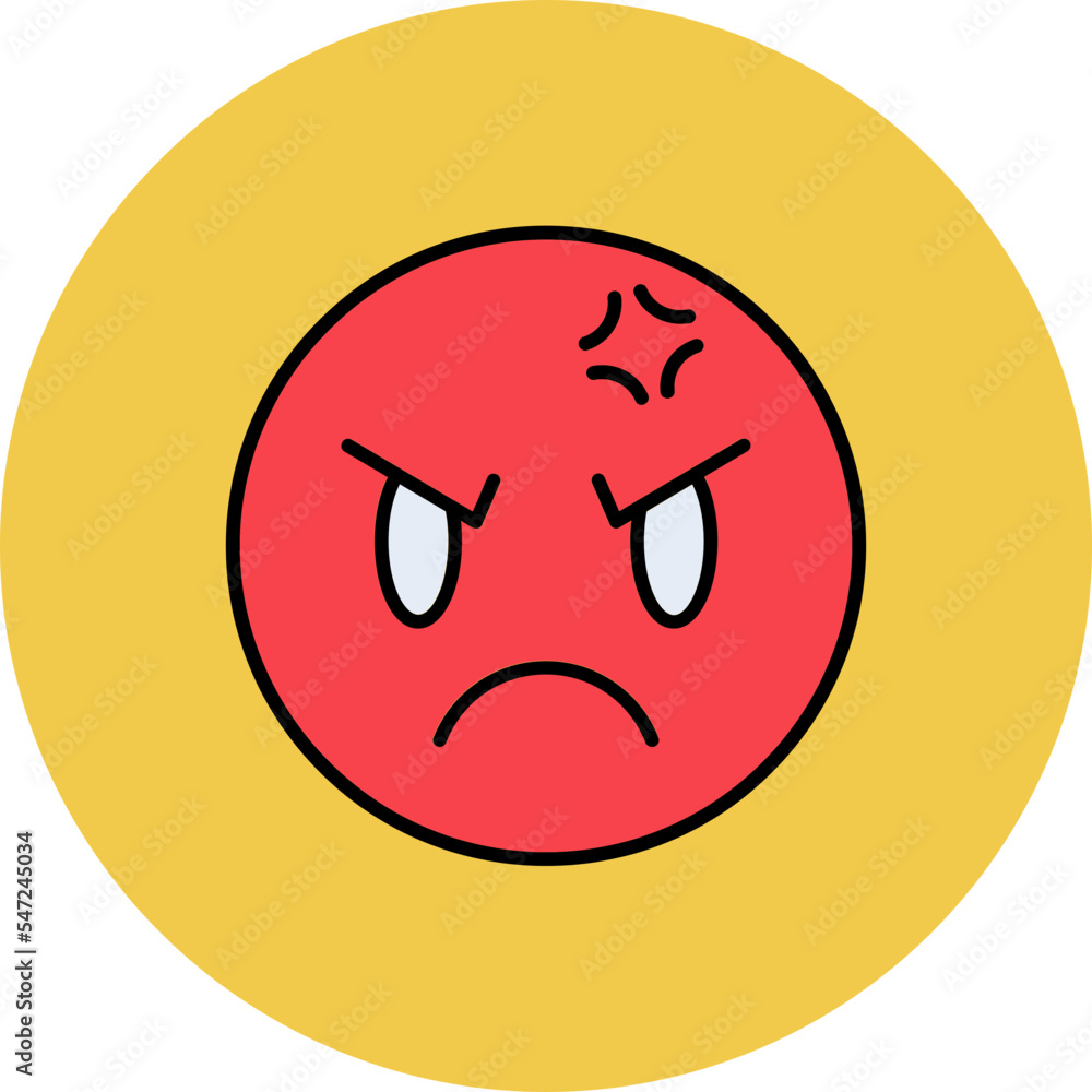 Angry Multicolor Circle Filled Line Icon Angry Multicolor Circle Filled Line Icon