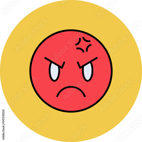 Angry Multicolor Circle Filled Line Icon