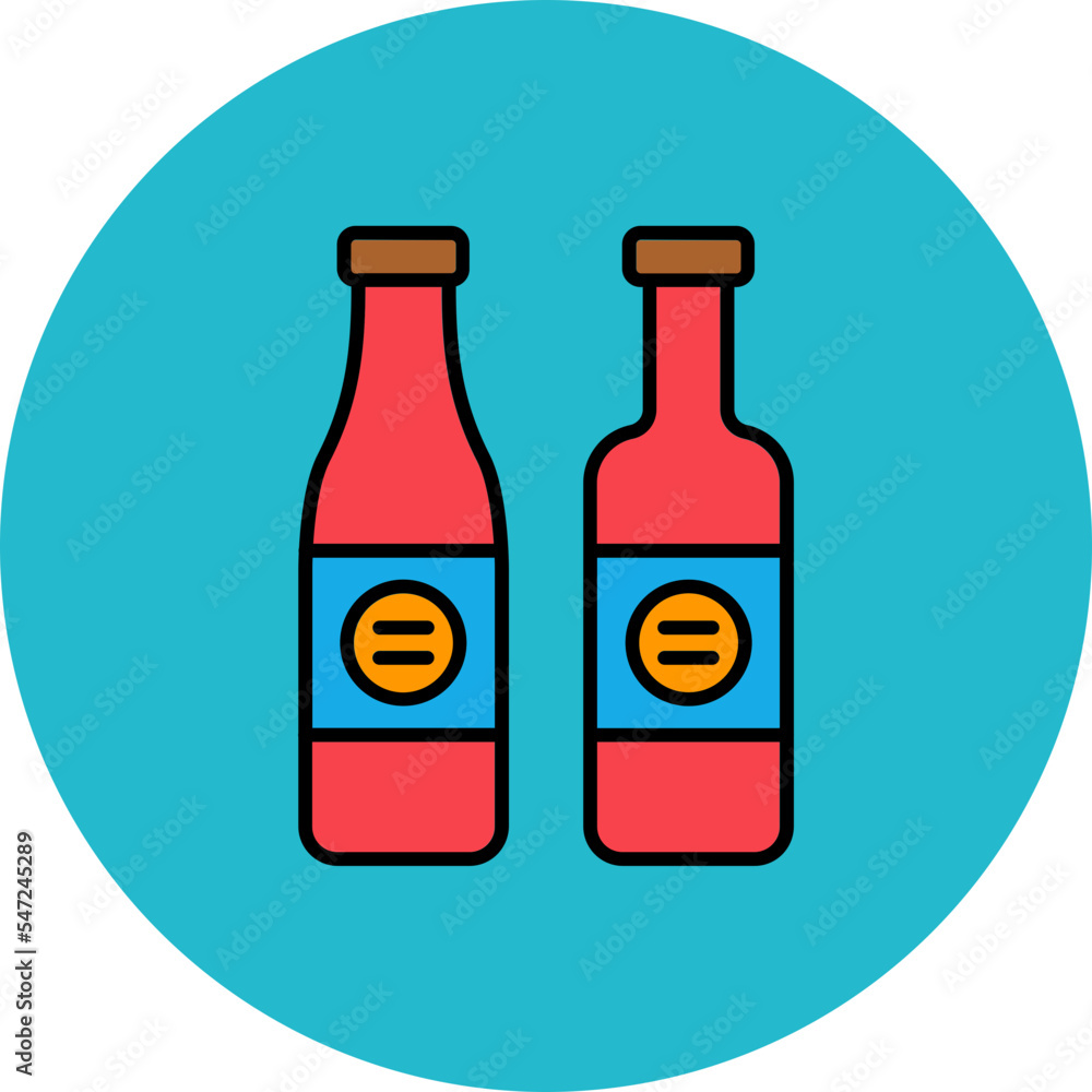 Wine Bottles Multicolor Circle Filled Line Icon Wine Bottles Multicolor Circle Filled Line Icon