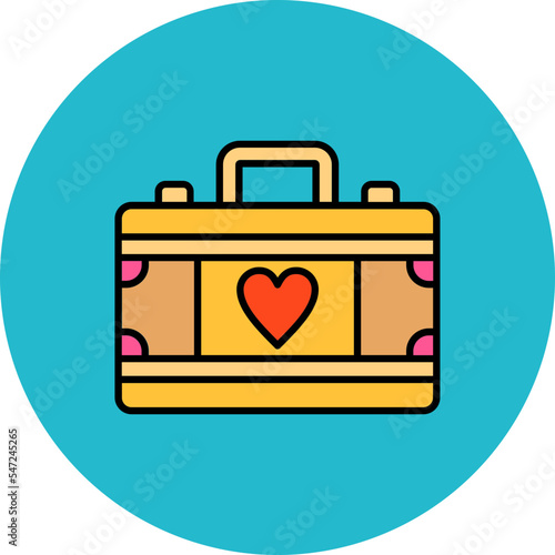 Suitcase Multicolor Circle Filled Line Icon
