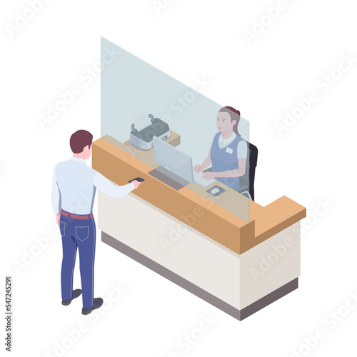 Isometric Bank Cashier