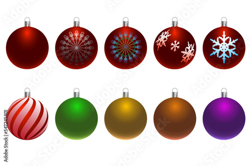 New Year's multi-colored balls on a white background