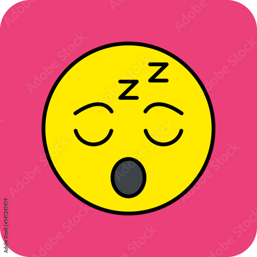 Sleepy Multicolor Round Corner Filled Line Icon