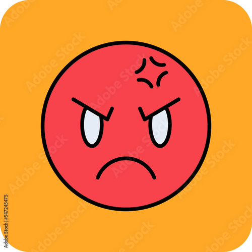 Angry Multicolor Round Corner Filled Line Icon