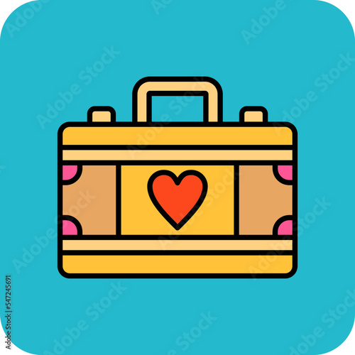 Suitcase Multicolor Round Corner Filled Line Icon
