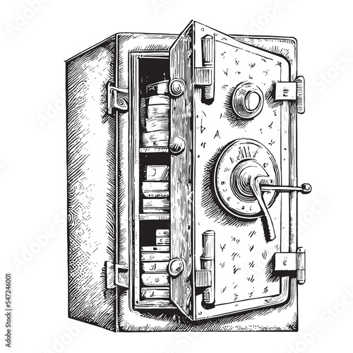 Safe retro vintage sketch hand drawn engraved style Business Vector illustration.