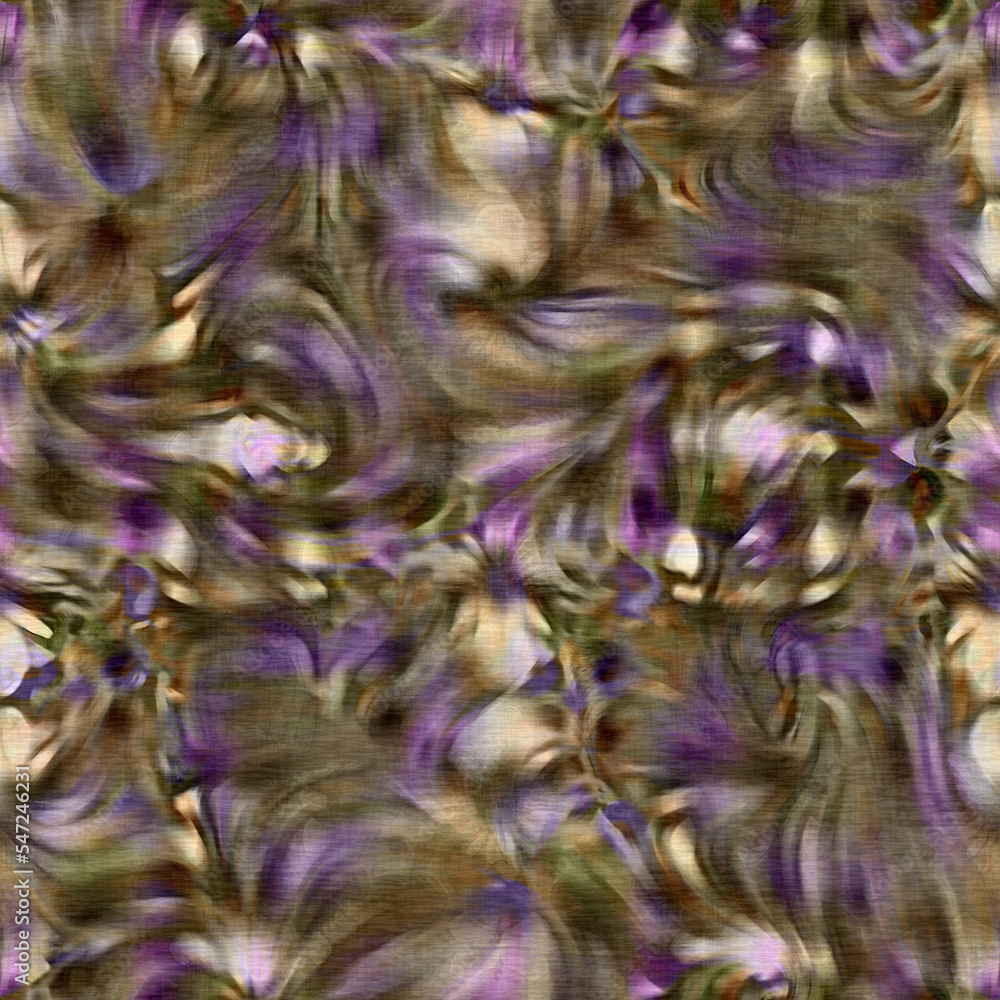 Fototapeta premium Marbled floral decorative pattern. Seamless botanical wash for organic all over print. Retro fashion tile.