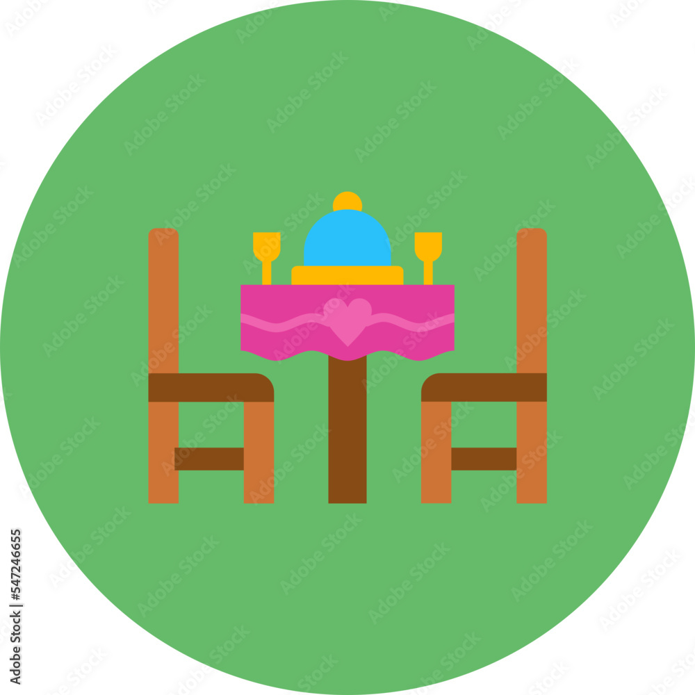 Wedding Dinner Multicolor Circle Flat Icon Wedding Dinner Multicolor Circle Flat Icon