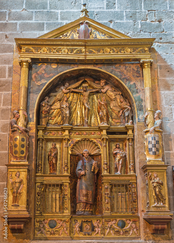 AVILA, SPAIN, APRIL - 18, 2016: The side altar in Catedral de Cristo Salvador by unknown artist of 16. cent.