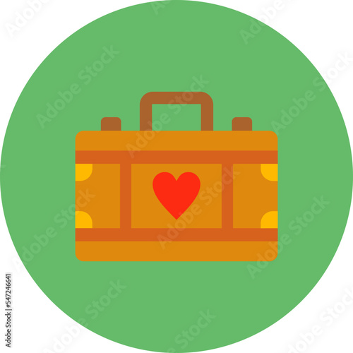 Suitcase Multicolor Circle Flat Icon